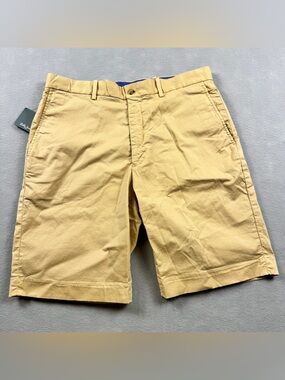 Bobby Jones Players NWT Mens Chino Golf Shorts Size 32 Yellow Straw Flat Front